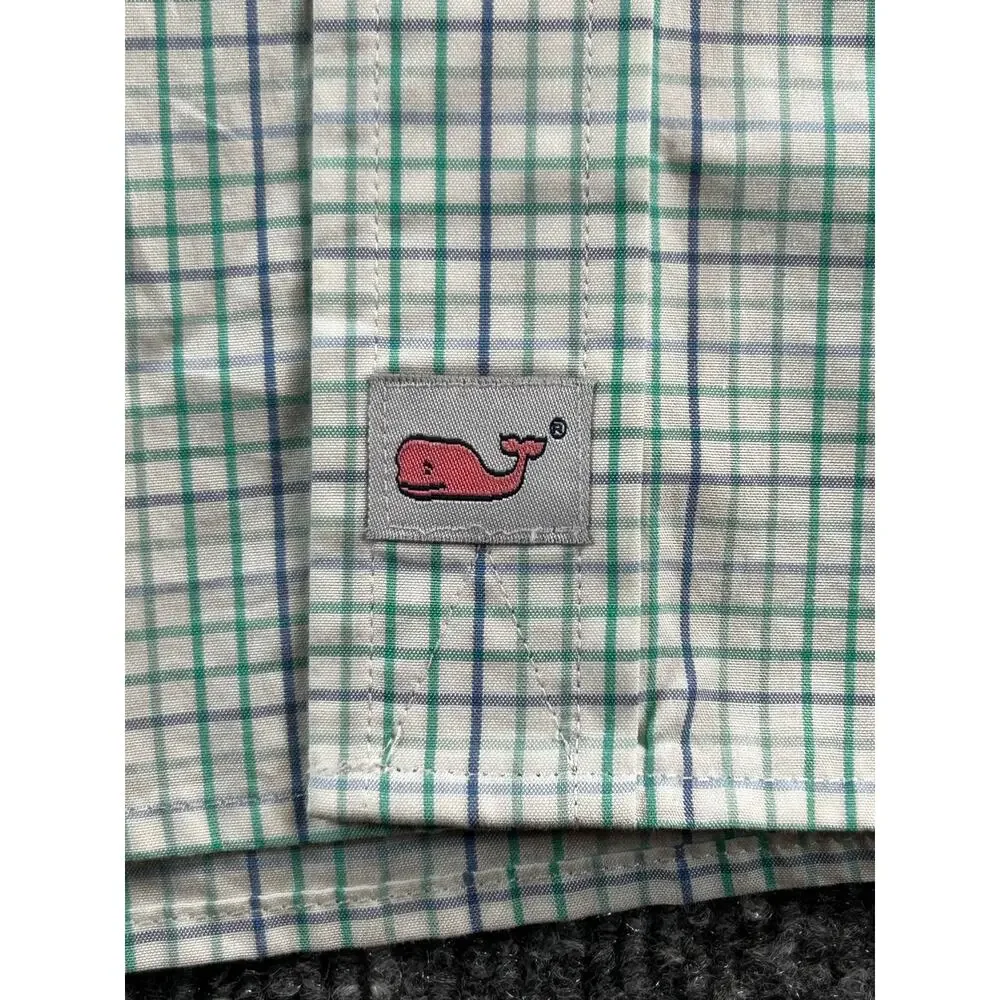 Vineyard Vines Slim Fit Murray Shirt Men's M Green Blue Plaid Cotton Button Down - Picture 4 of 8